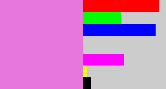 Hex color #e776dd - purply pink