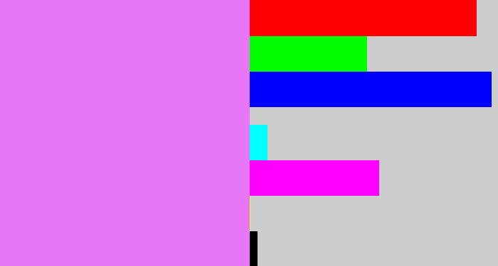 Hex color #e777f8 - purply pink