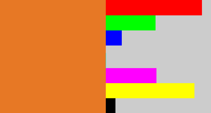 Hex color #e77825 - dusty orange
