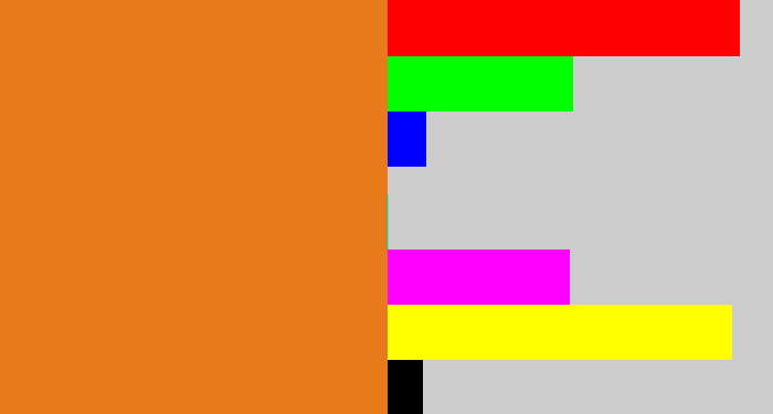 Hex color #e77a1a - pumpkin