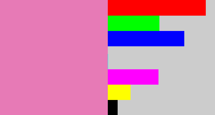 Hex color #e77ab6 - pig pink