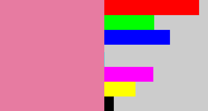 Hex color #e77ba1 - pig pink