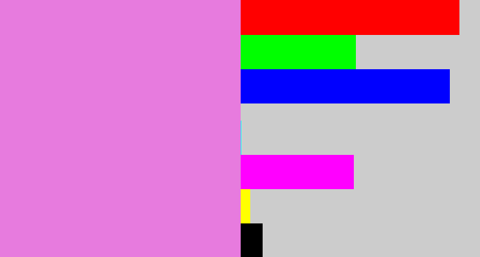 Hex color #e77bde - purply pink