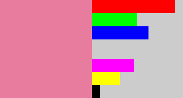 Hex color #e77c9f - pig pink
