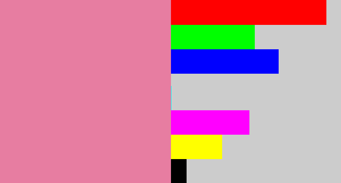 Hex color #e77da1 - pig pink
