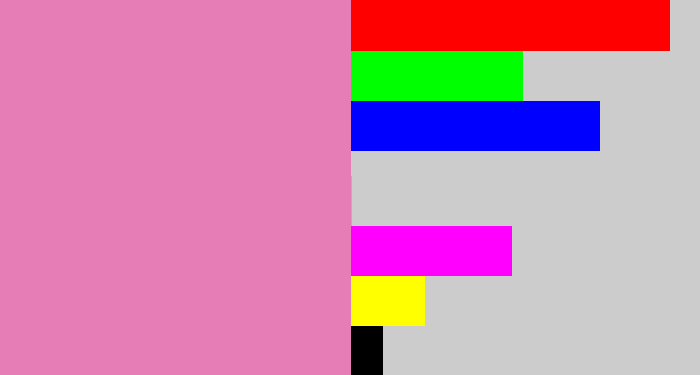 Hex color #e77db6 - pig pink