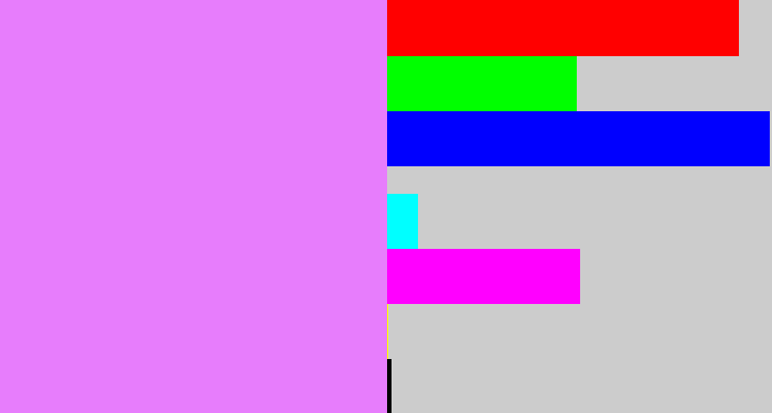 Hex color #e77dfc - purply pink