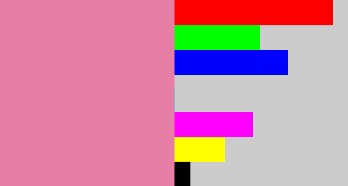 Hex color #e77ea5 - pig pink