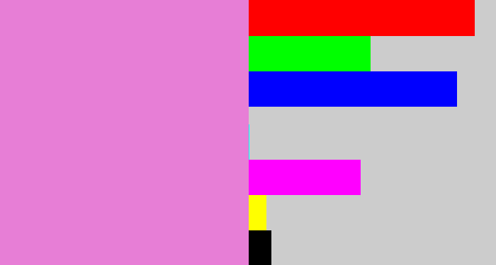 Hex color #e77ed6 - lavender pink