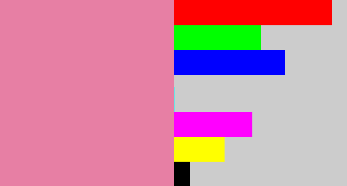 Hex color #e77fa4 - pig pink