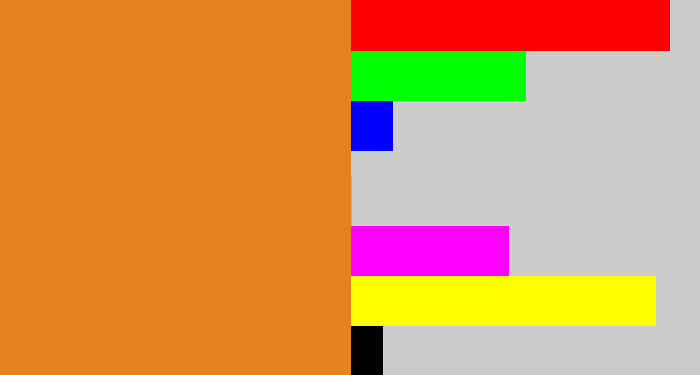 Hex color #e7801f - dusty orange