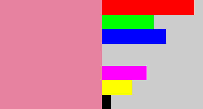 Hex color #e782a1 - pig pink