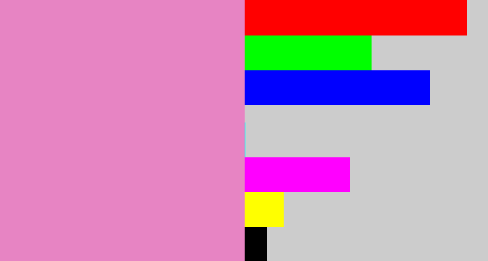 Hex color #e784c3 - lavender pink