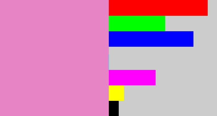 Hex color #e784c6 - lavender pink