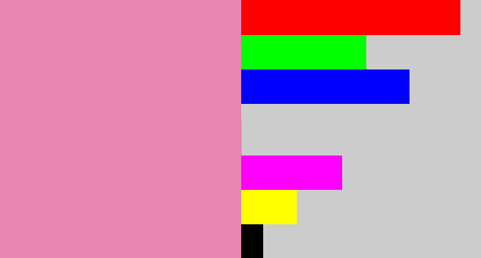 Hex color #e785b3 - pig pink