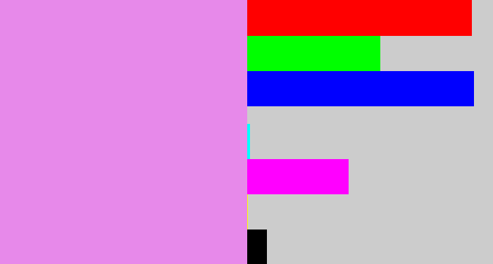 Hex color #e789ea - lavender pink