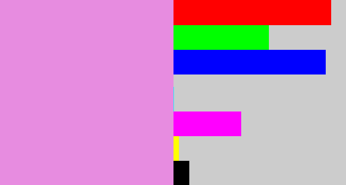 Hex color #e78ce0 - lavender pink