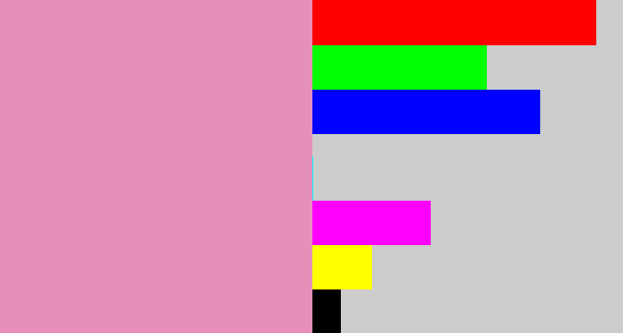 Hex color #e78fbb - pig pink