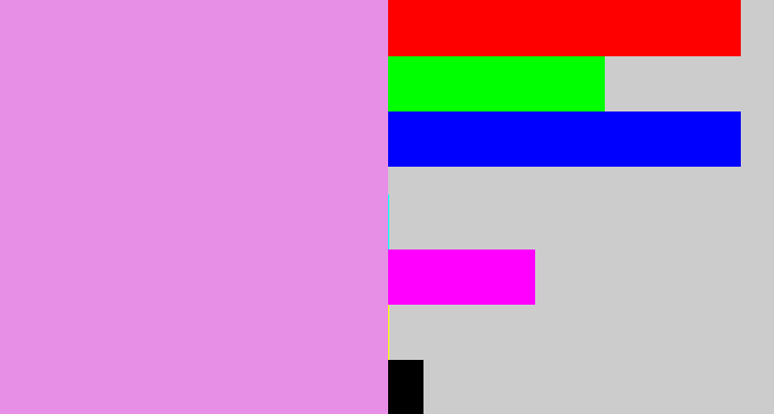 Hex color #e78fe7 - lavender pink