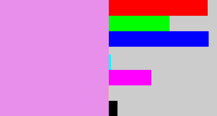 Hex color #e78feb - lavender pink
