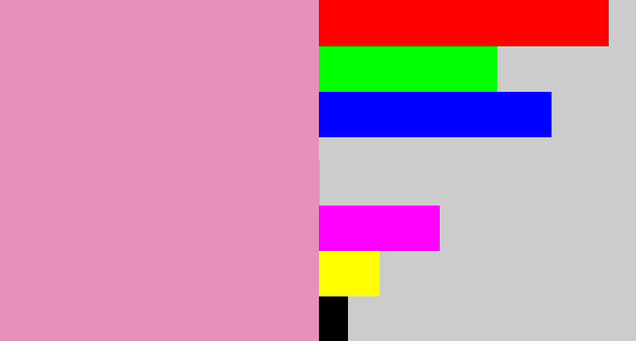 Hex color #e790ba - pig pink
