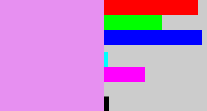 Hex color #e790f1 - lavender pink