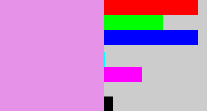 Hex color #e792e9 - lavender pink