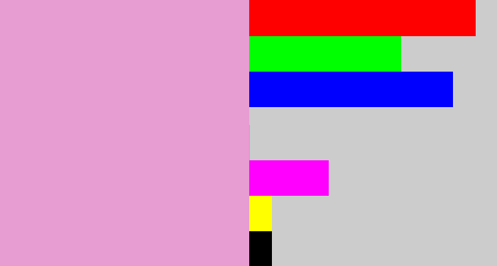 Hex color #e79cd2 - lavender pink