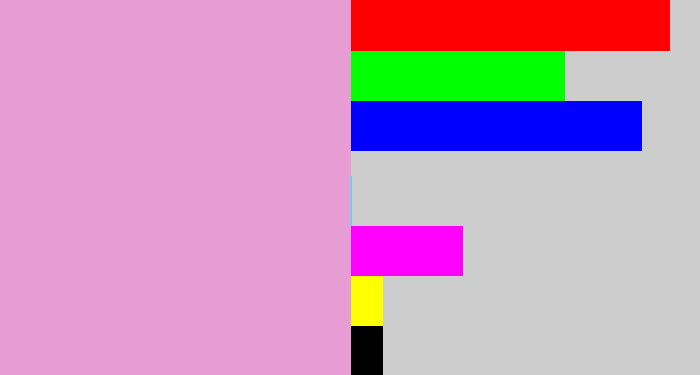 Hex color #e79cd3 - lavender pink