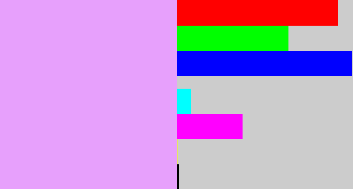 Hex color #e7a0fc - lilac