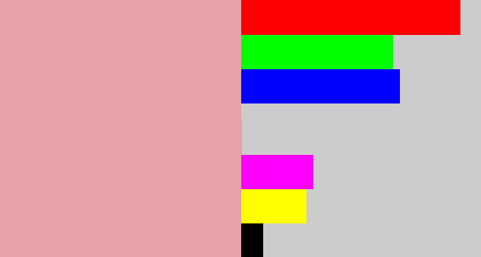 Hex color #e7a1a8 - faded pink