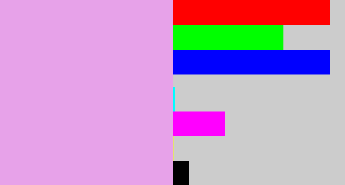 Hex color #e7a2e9 - light violet