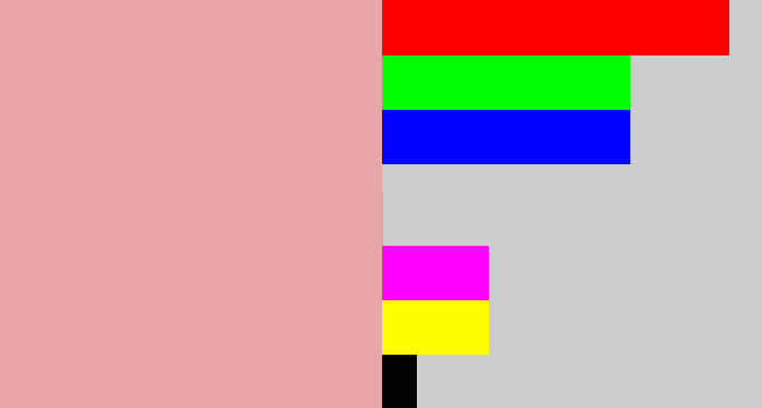 Hex color #e7a6a7 - faded pink