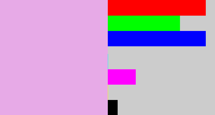 Hex color #e7aae7 - light violet