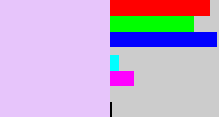 Hex color #e7c5fb - pale lilac