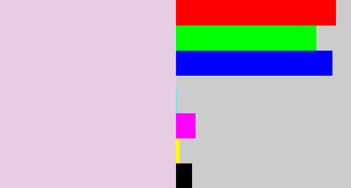Hex color #e7cde3 - light pink