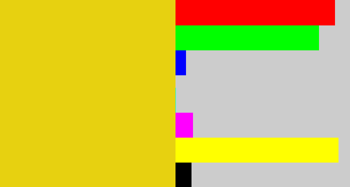 Hex color #e7d110 - piss yellow