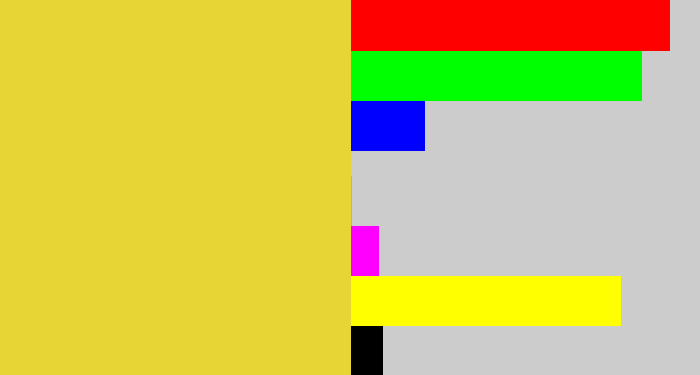 Hex color #e7d435 - sickly yellow