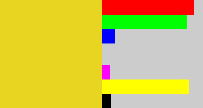 Hex color #e7d521 - piss yellow