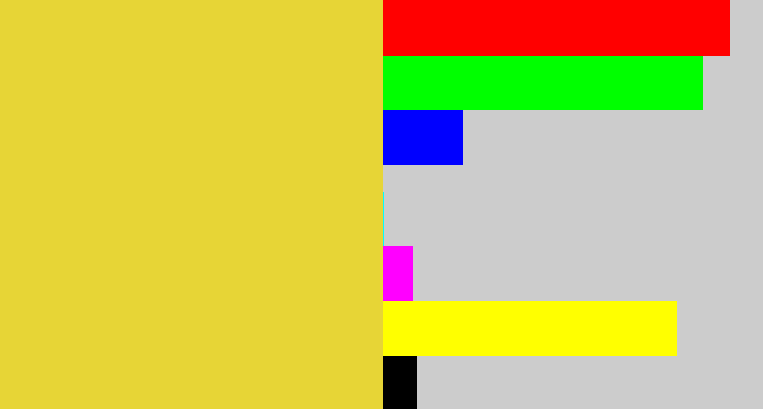 Hex color #e7d536 - sickly yellow