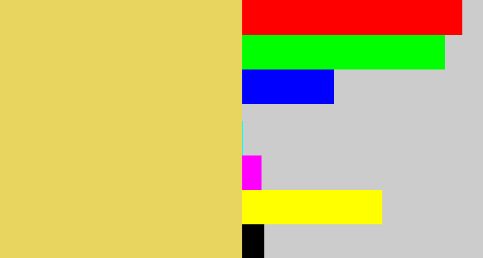 Hex color #e7d560 - dull yellow