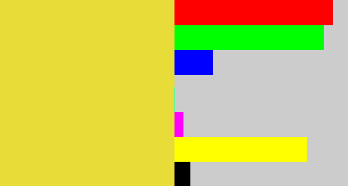 Hex color #e7dc38 - off yellow