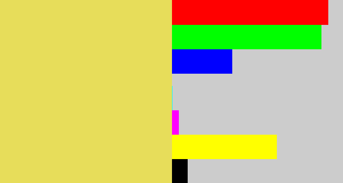 Hex color #e7dd5a - dull yellow