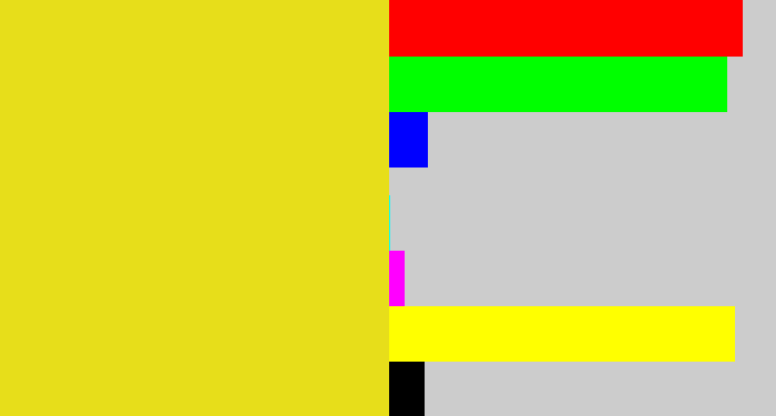 Hex color #e7de1a - piss yellow