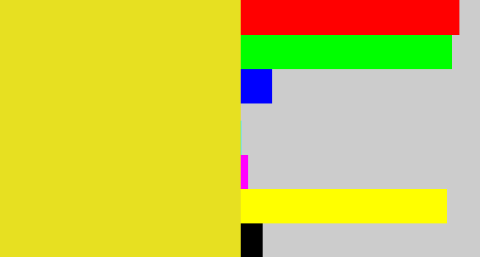 Hex color #e7e021 - piss yellow
