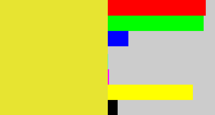Hex color #e7e431 - off yellow
