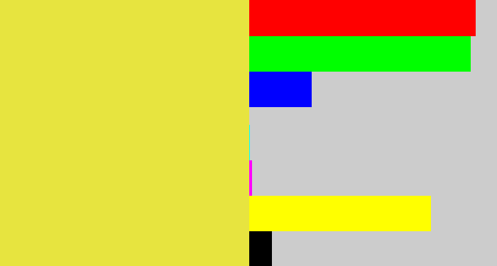 Hex color #e7e43f - off yellow