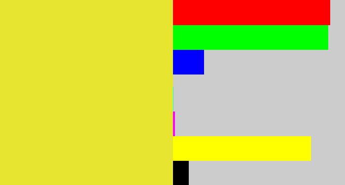 Hex color #e7e52f - off yellow