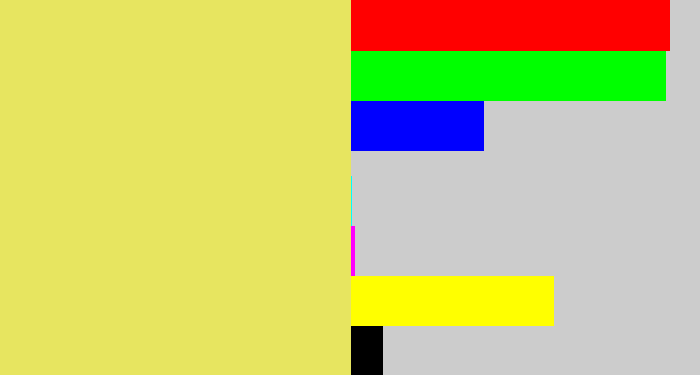 Hex color #e7e560 - dull yellow