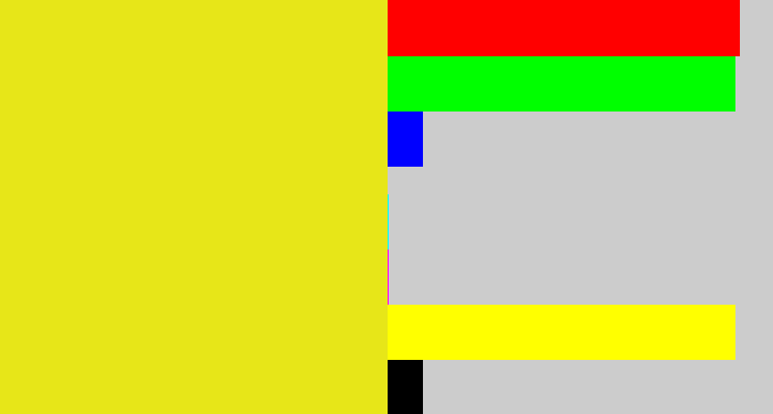Hex color #e7e618 - piss yellow
